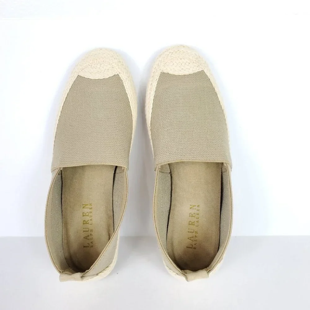 Lauren Ralph Lauren Tan Espadrilles Stretchy Slip On Flats Size 6